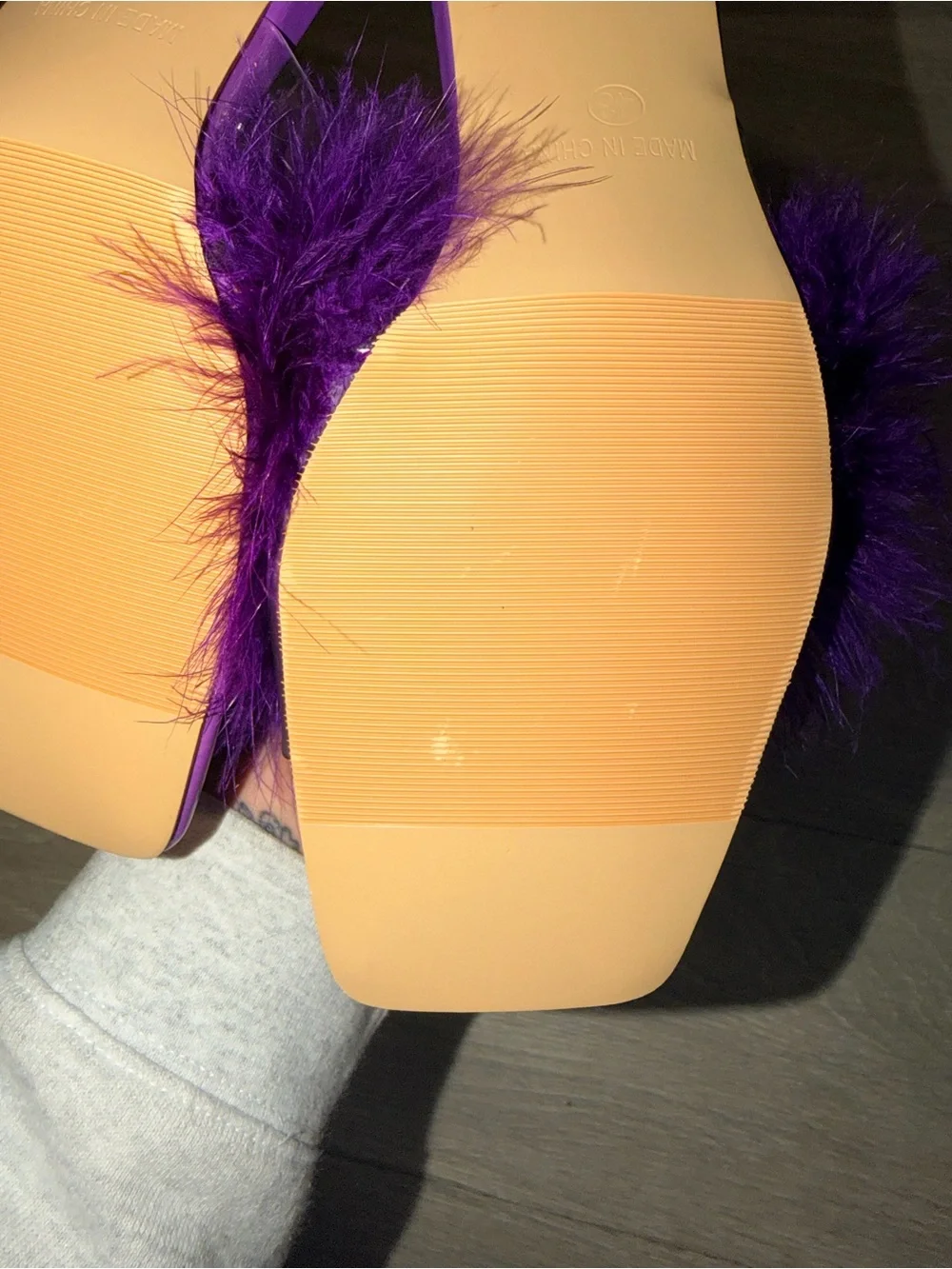 Purple Marabou Fuzzy Heels